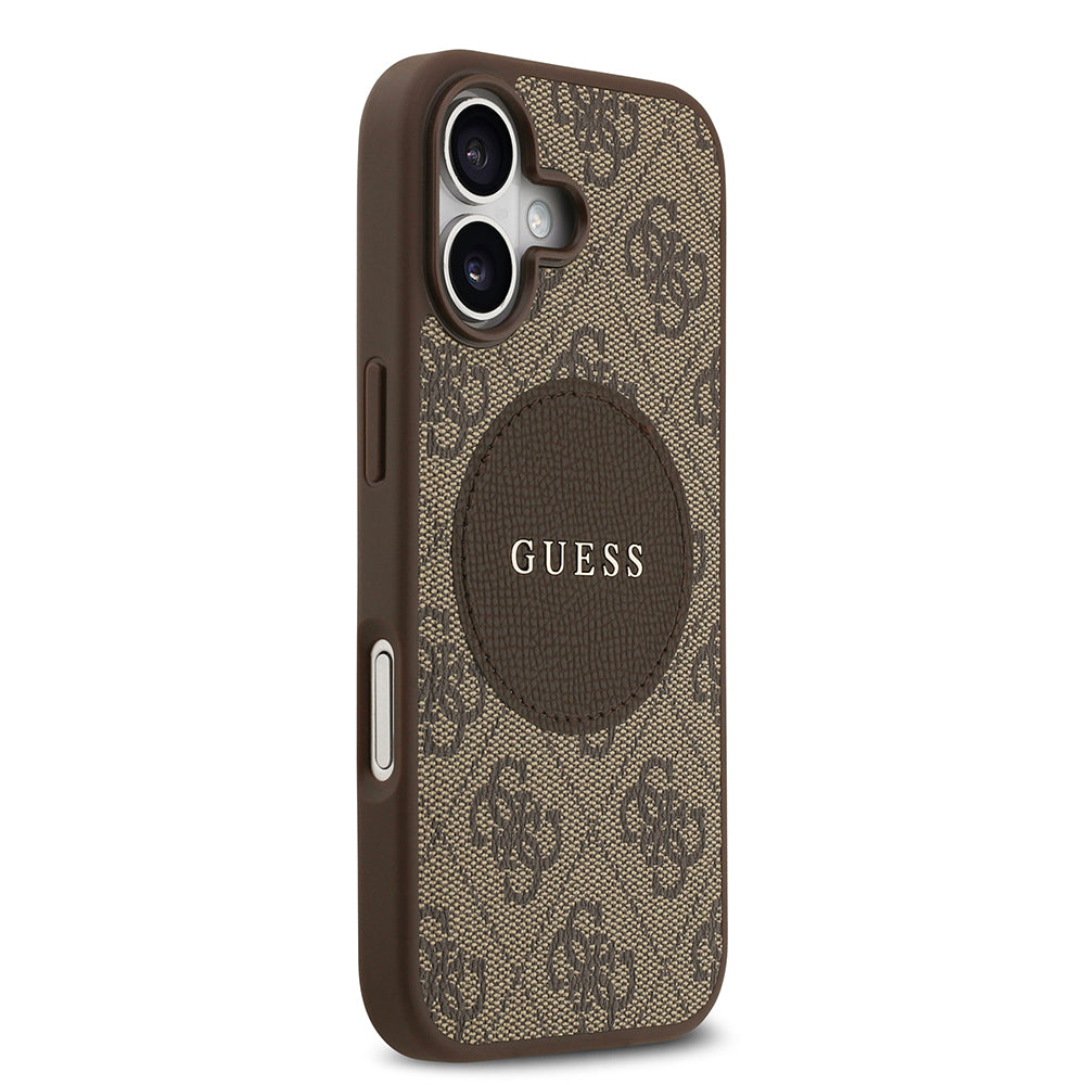 Apple iPhone 17 Kılıf Guess Orjinal Lisanslı M-safe Şarj Özellikli Yazı Logolu Circle Classic Kapak Pembe