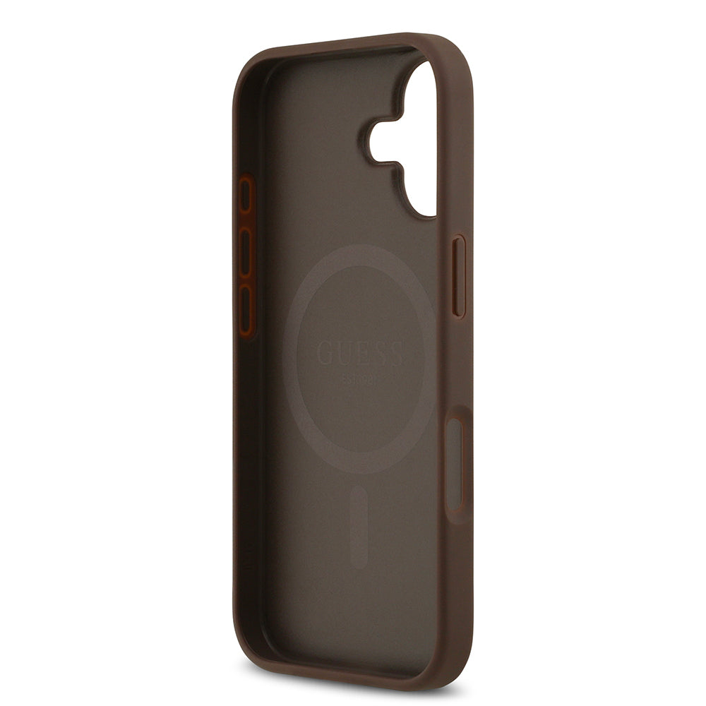Apple iPhone 17 Kılıf Guess Orjinal Lisanslı M-safe Şarj Özellikli Yazı Logolu Circle Classic Kapak Pembe