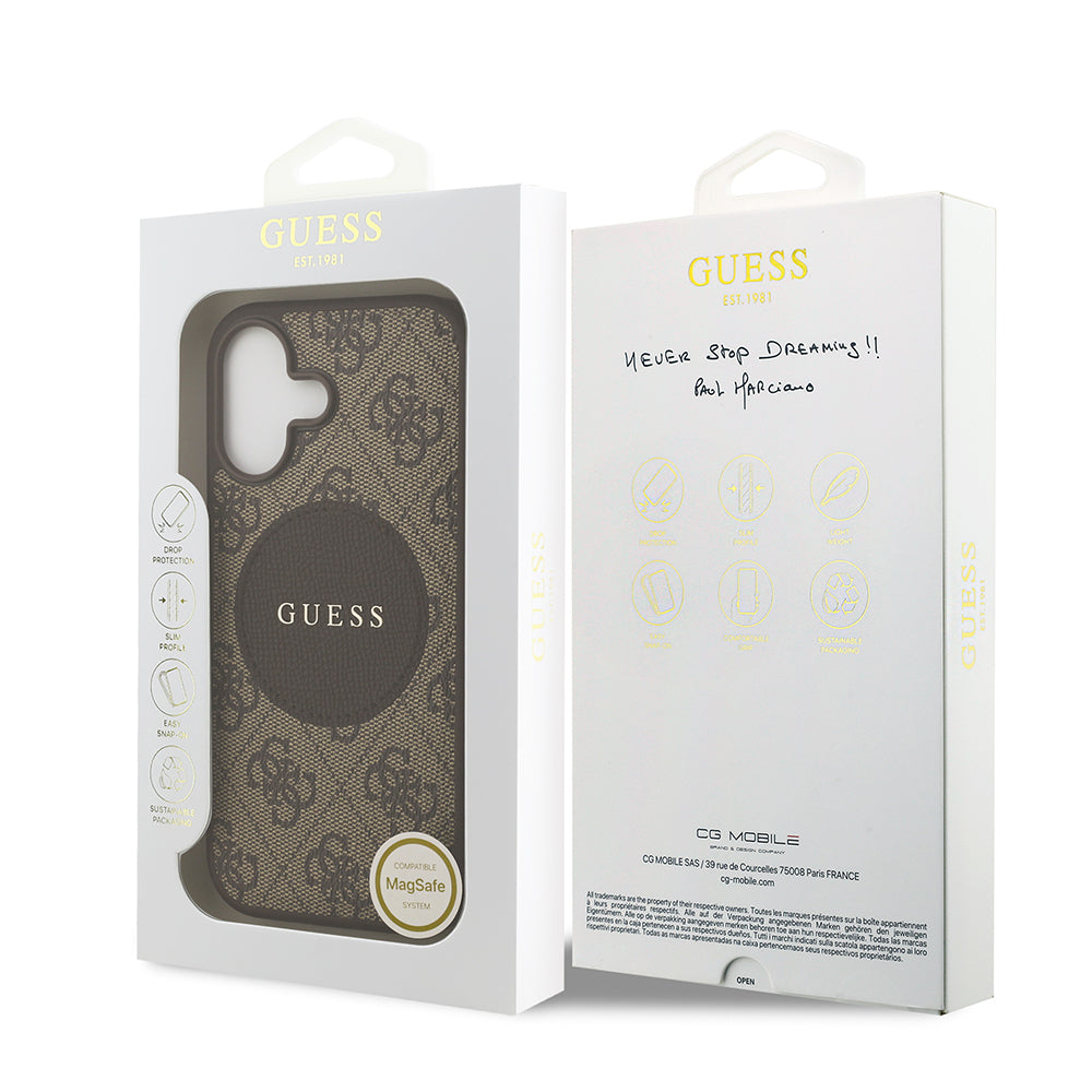 Apple iPhone 17 Kılıf Guess Orjinal Lisanslı M-safe Şarj Özellikli Yazı Logolu Circle Classic Kapak Siyah