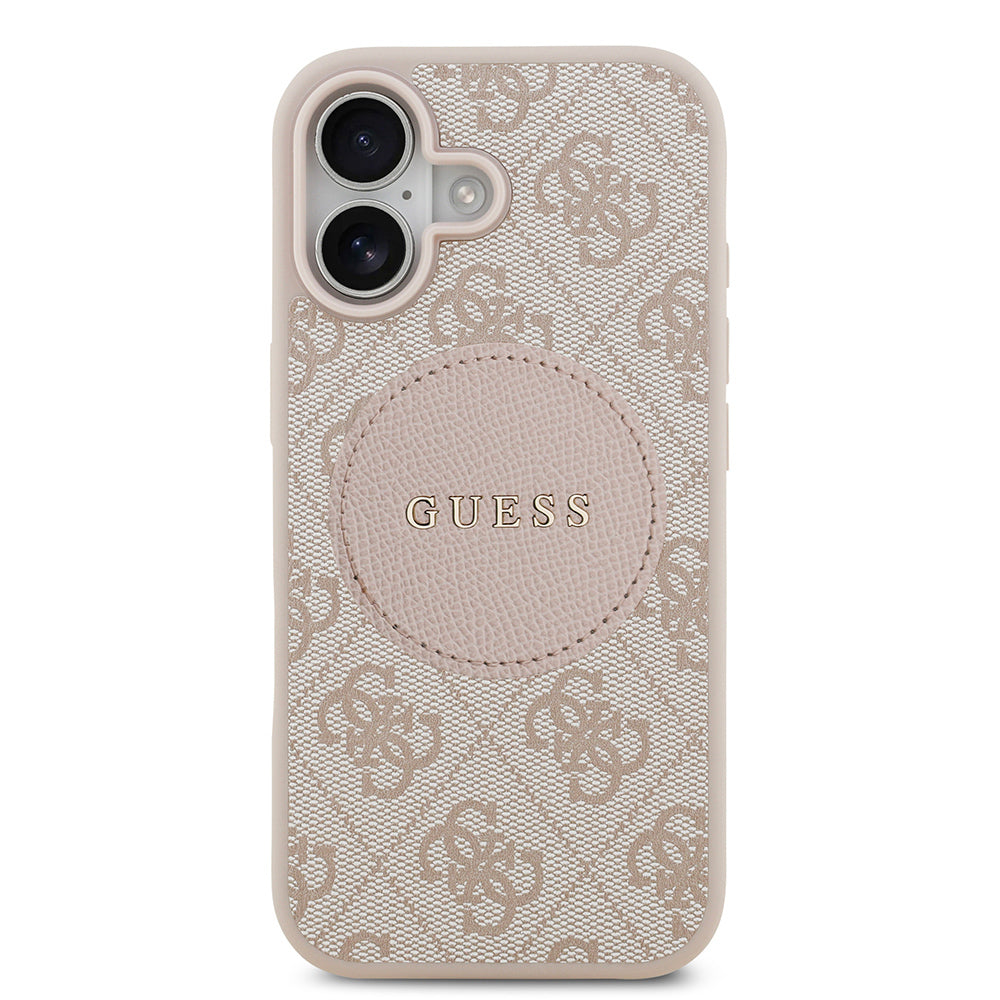 Apple iPhone 17 Kılıf Guess Orjinal Lisanslı M-safe Şarj Özellikli Yazı Logolu Circle Classic Kapak Siyah