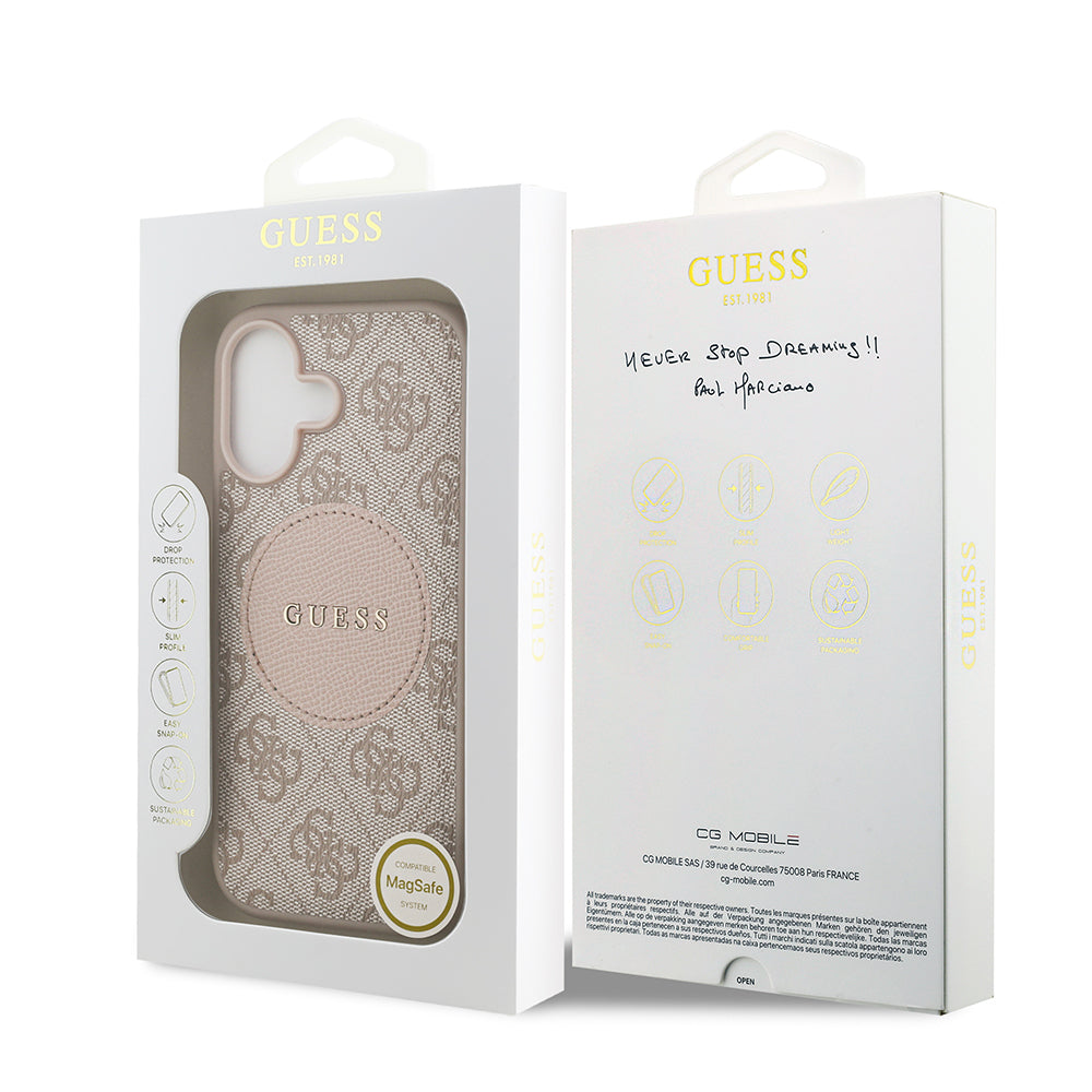 Apple iPhone 17 Kılıf Guess Orjinal Lisanslı M-safe Şarj Özellikli Yazı Logolu Circle Classic Kapak Siyah