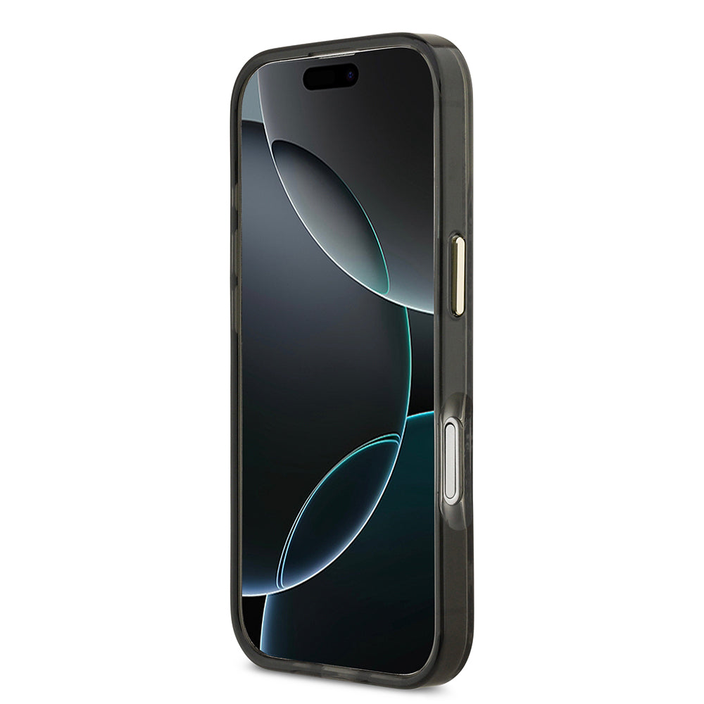 Apple iPhone 17 Kılıf Guess Orjinal Lisanslı M-safe Şarj Özellikli Yazı Logolu Python Desenli Kapak Siyah