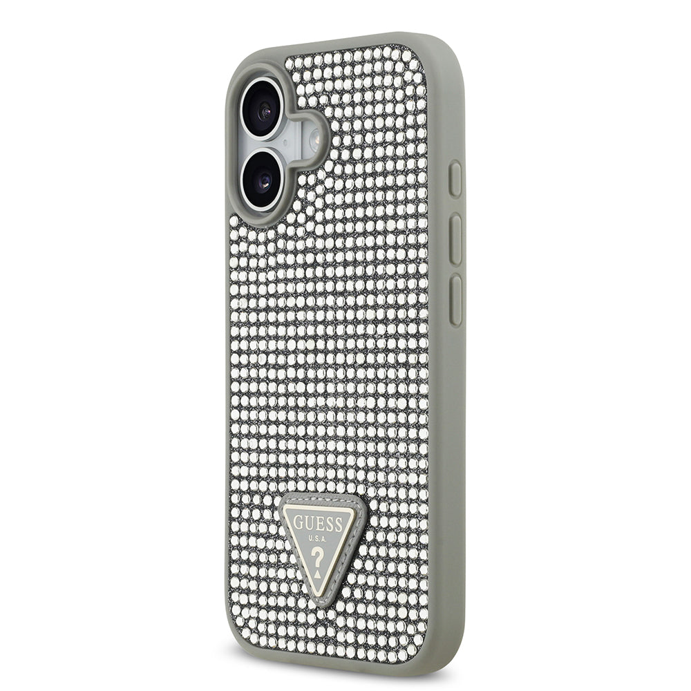 Apple iPhone 17 Kılıf Guess Orjinal Lisanslı Taşlı Arka Yüzey Üçgen Logolu Kapak Gold