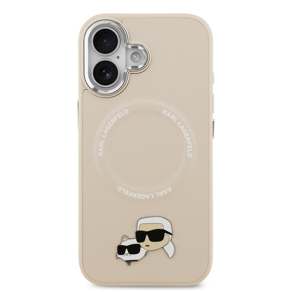 Apple iPhone 17 Kılıf Karl Lagerfeld Orjinal Lisanslı M-safe Şarj Özellikli Metal Kamera ve Buton Tasarımlı K&C PU Deri Kapak Siyah