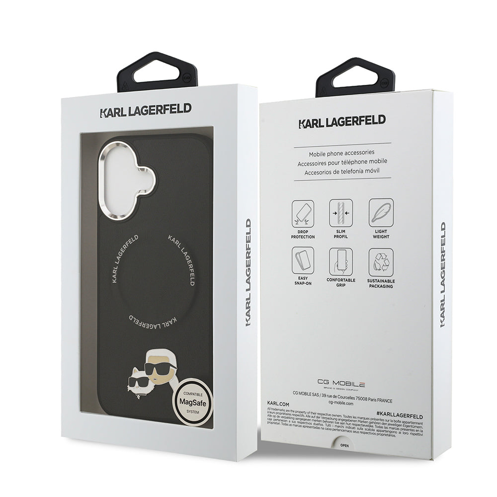 Apple iPhone 17 Kılıf Karl Lagerfeld Orjinal Lisanslı M-safe Şarj Özellikli Metal Kamera ve Buton Tasarımlı K&C PU Deri Kapak Bej