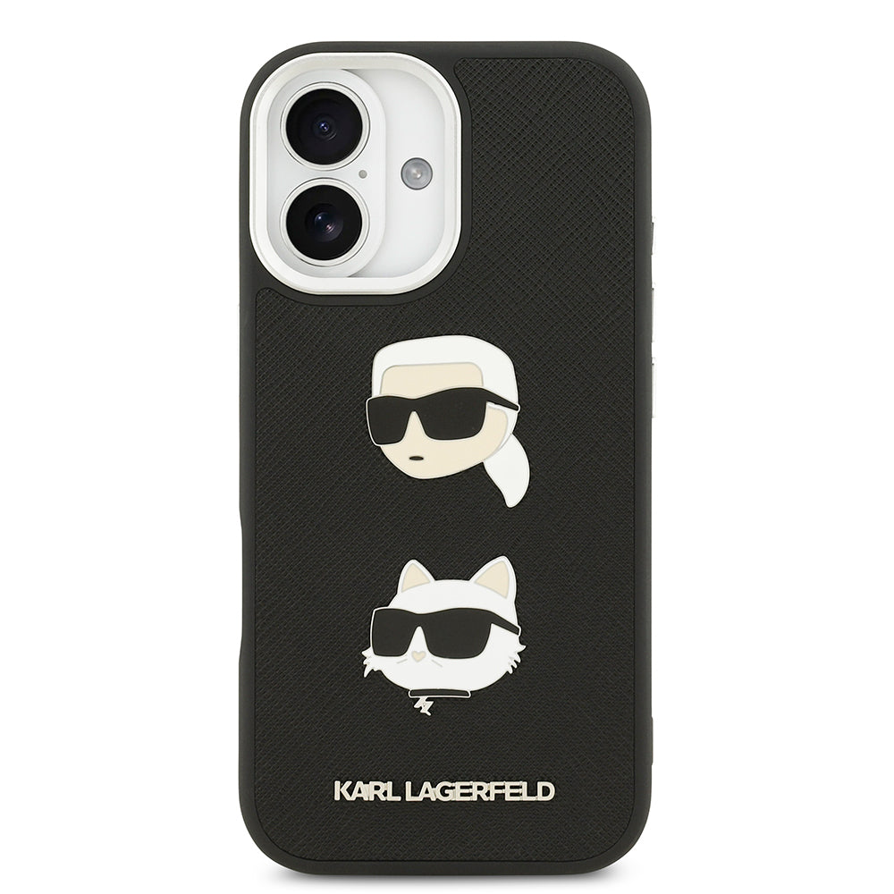 Apple iPhone 17 Kılıf Karl Lagerfeld Orjinal Lisanslı Metal Logolu K&C Heads Pin Kapak Gri