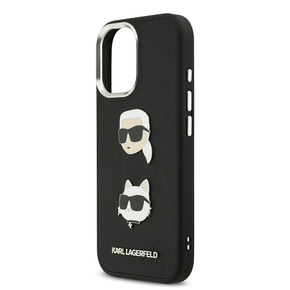 Apple iPhone 17 Kılıf Karl Lagerfeld Orjinal Lisanslı Metal Logolu K&C Heads Pin Kapak Gri
