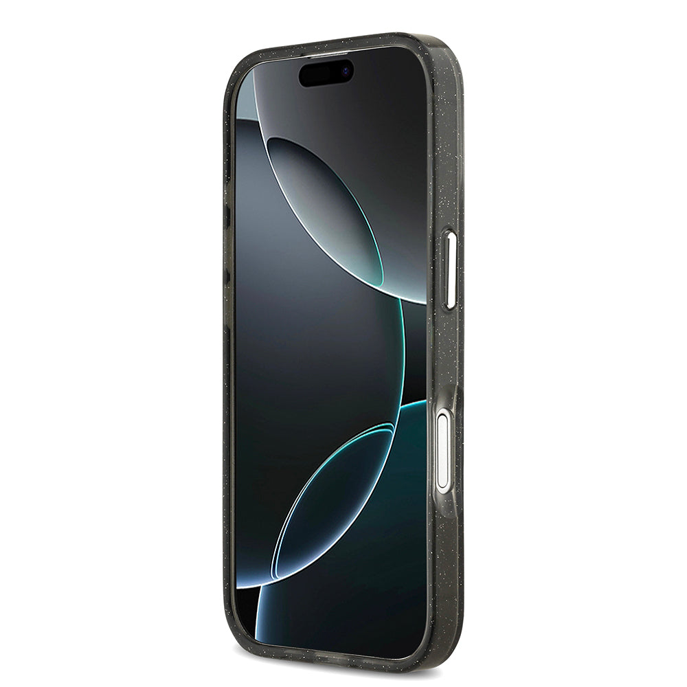 Apple iPhone 17 Kılıf Karl Lagerfeld Orjinal Lisanslı Parlayan Simli Karl & Choupette Heads Kapak Pembe