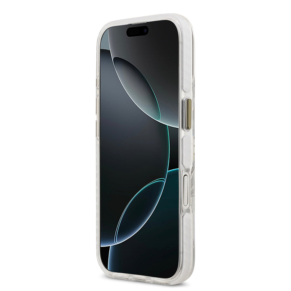 Apple iPhone 17 Kılıf Lacoste Orjinal Lisanslı M-safe Şarj Özellikli Gold Timsah Logolu Buzlu Kapak Beyaz