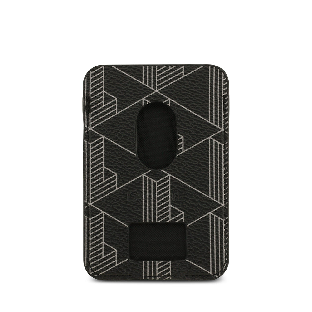 Apple iPhone 17 Kılıf Lacoste Orjinal Lisanslı M-safe Şarj Özellikli PU Deri Tasarımlı Kartlıklı Karışık Monogram Desenli Kapak Siyah