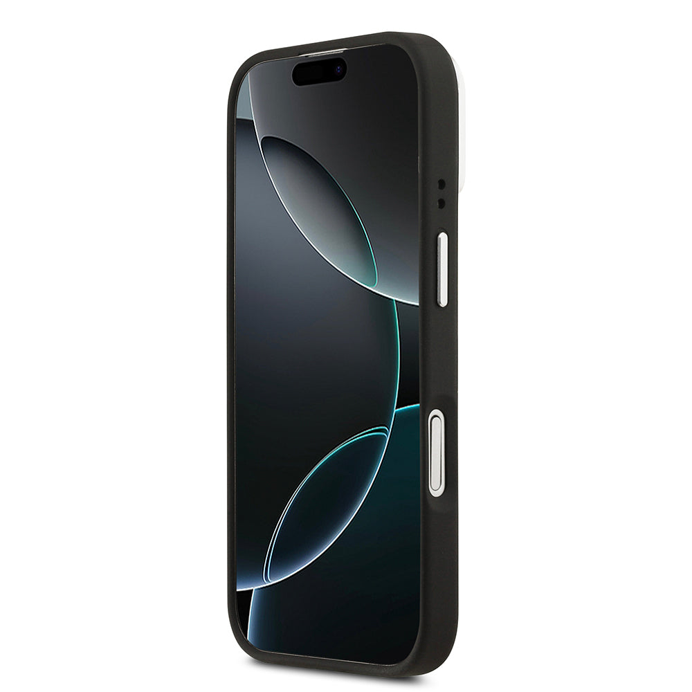 Apple iPhone 17 Kılıf Lacoste Orjinal Lisanslı M-safe Şarj Özellikli PU Pike Desenli Standlı Metal Logolu Kapak Bej