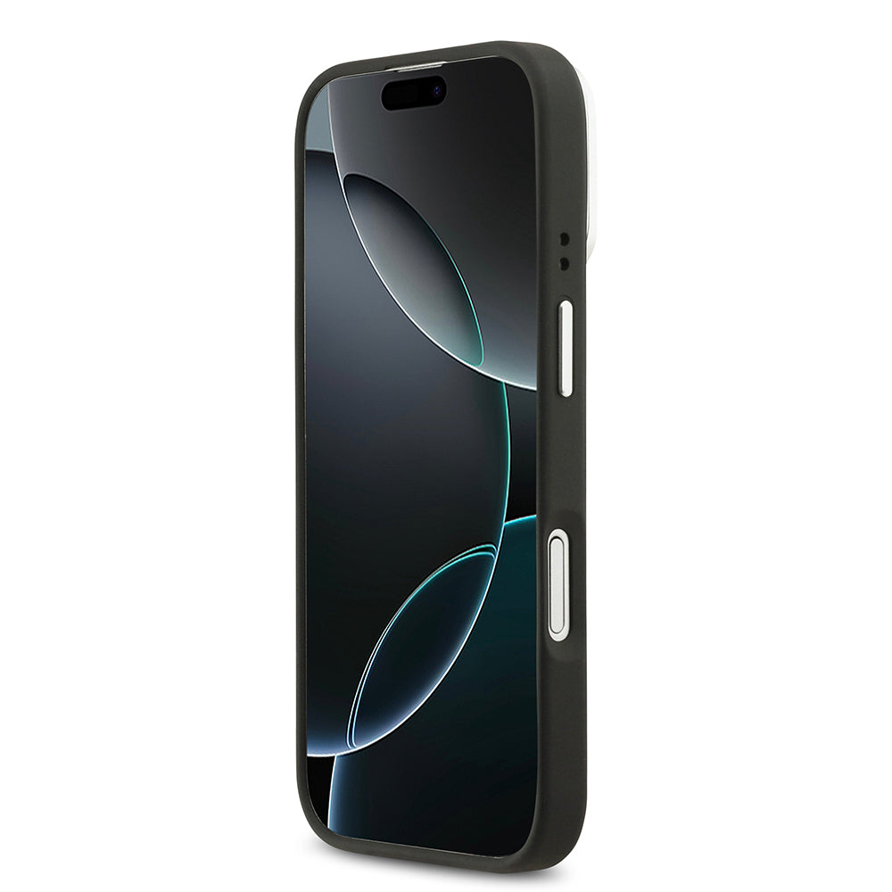 Apple iPhone 17 Kılıf Lacoste Orjinal Lisanslı M-safe Şarj Özellikli PU Pike Desenli Standlı Metal Logolu Kapak Bej