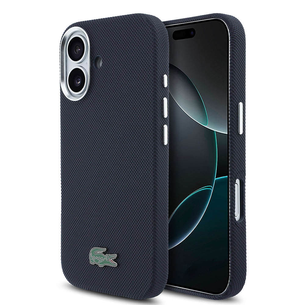 Apple iPhone 17 Kılıf Lacoste Orjinal Lisanslı M-Safe Şarj Özellikli PVC Pike Desenli Arka Yüzey İkonik Timsah Dokuma Logolu Kapak