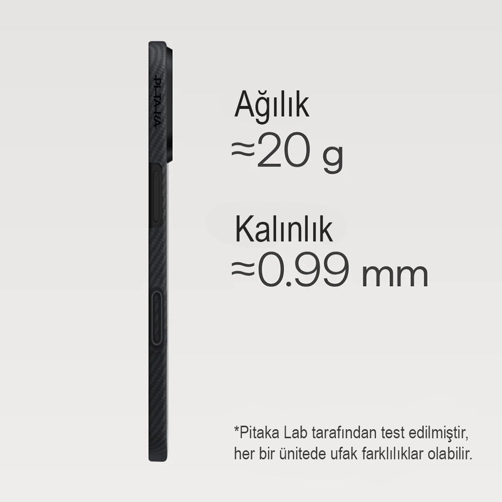 Apple iPhone 17 Kılıf M-safe Şarj Özellikli 1500D Aramid Fiber Pitaka Ultra-Slim Classic Serisi Black-Grey Twill Kapak Siyah-Gri