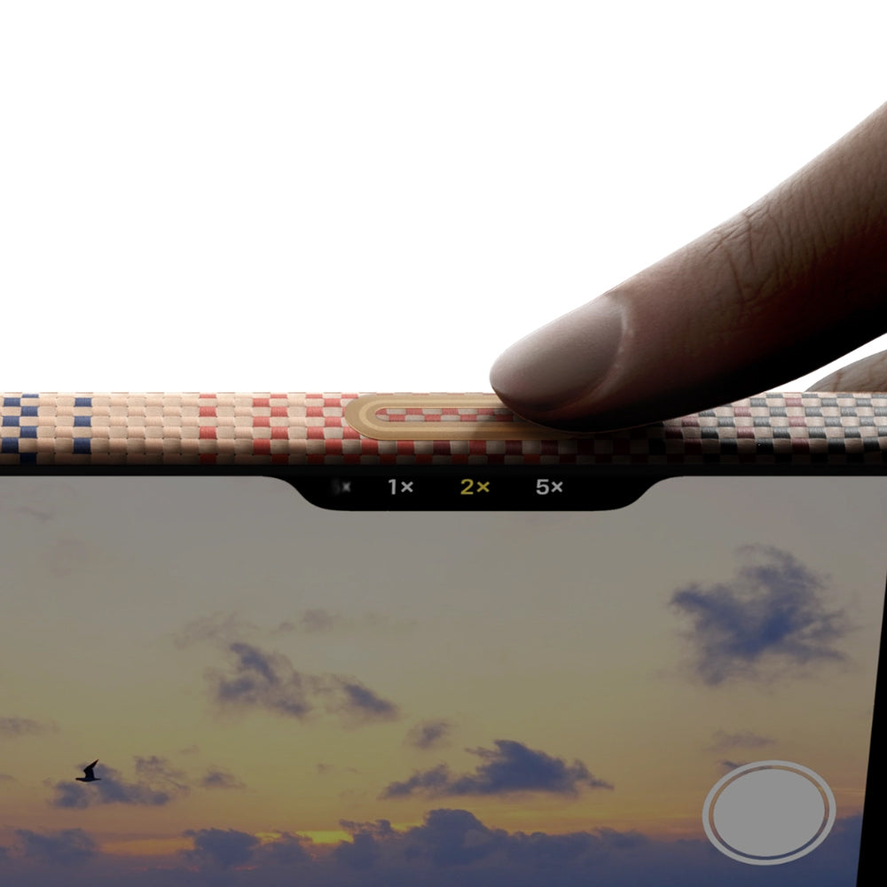 Apple iPhone 17 Kılıf M-safe Şarj Özellikli Aramid Fiber Pitaka Tactile Woven Sunset-Moonrise Serisi Kapak Kahverengi