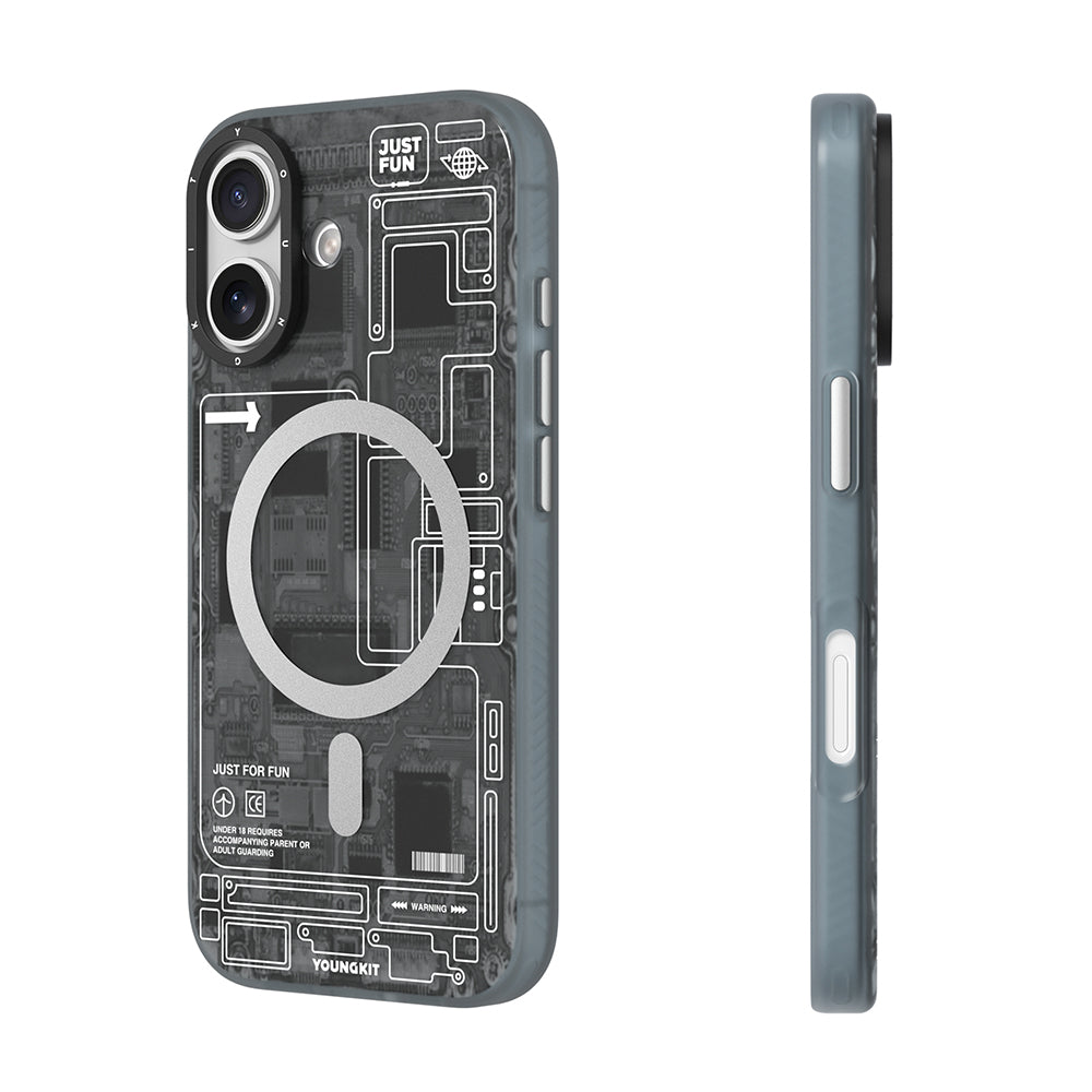 Apple iPhone 17 Kılıf M-safe Şarj Özellikli Kamera Denetim Butonlu Youngkit Technology Serisi Kapak Siyah