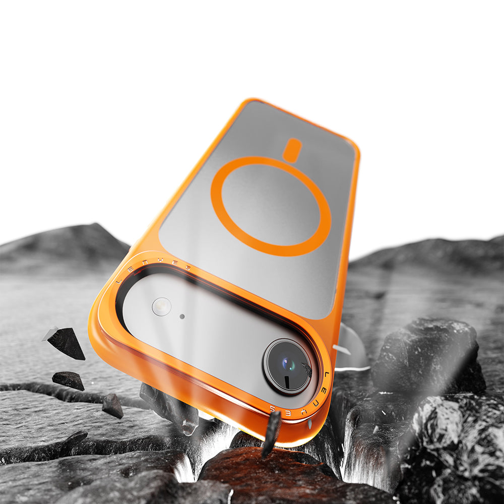 Apple iPhone 17 Kılıf M-safe Şarj Özellikli Metal Kamera Standlı Lenyes CK226 PC Kapak Şeffaf