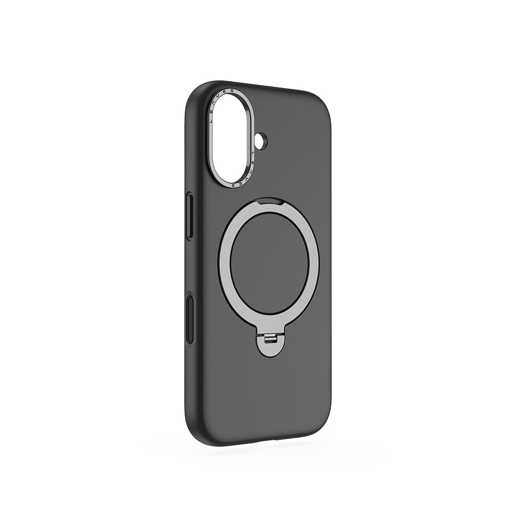 Apple iPhone 17 Kılıf M-safe Şarj Özellikli Metal Standlı Sıvı Silikon Lenyes CK223 Kapak