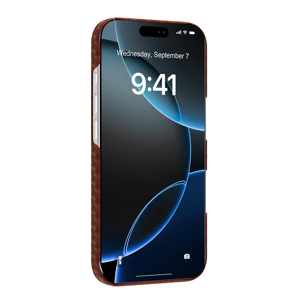 Apple iPhone 17 Kılıf M-safe Şarj Özellikli Raptic Aramid Skin Origin Serisi Kapak Kahverengi