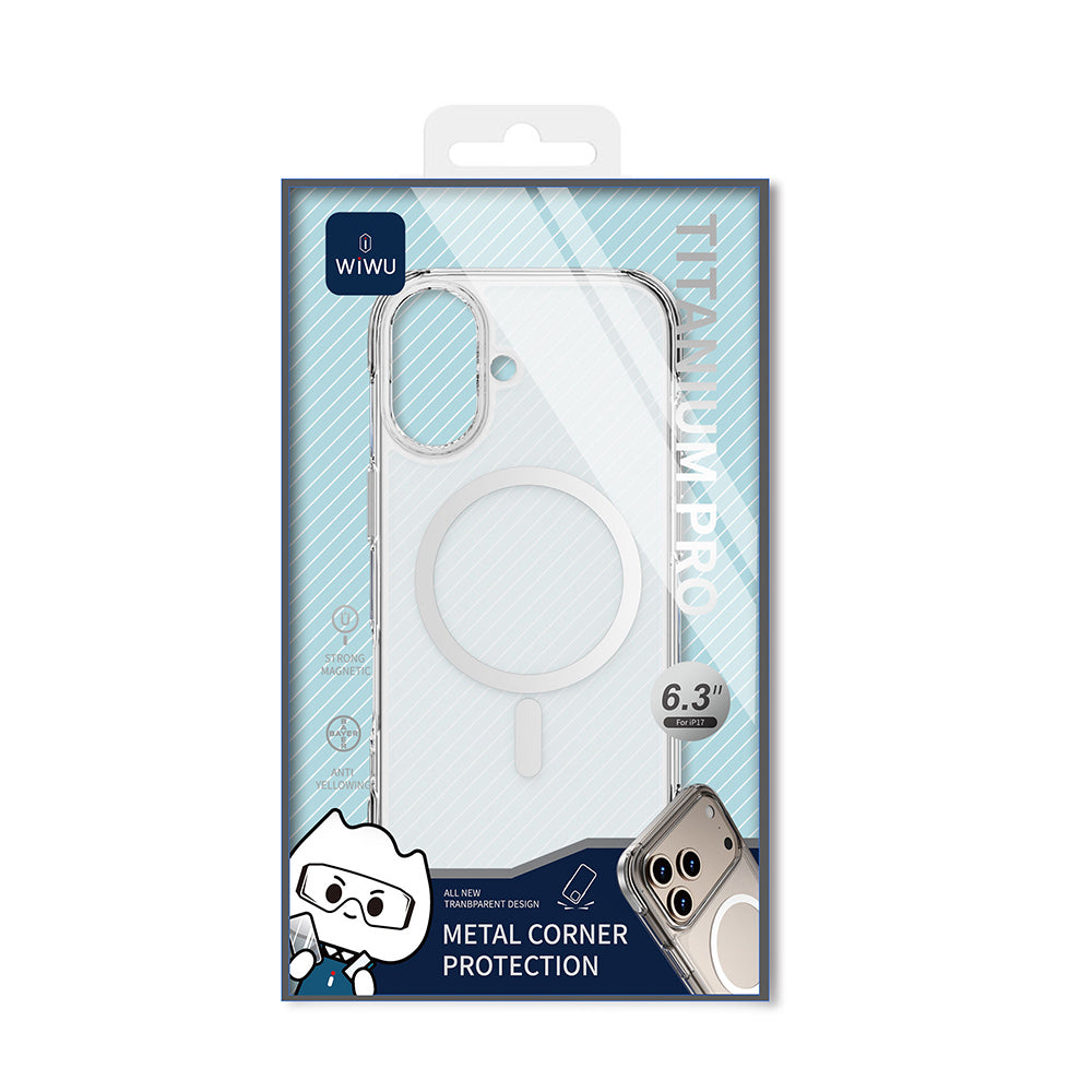 Apple iPhone 17 Kılıf M-safe Şarj Özellikli Wiwu MCC-702 Titanyum Pro Serisi Sert PC Kapak Siyah