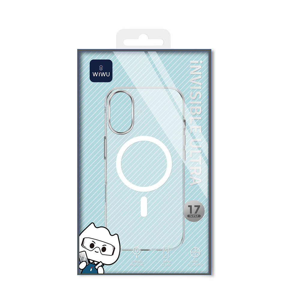 Apple iPhone 17 Kılıf M-safe Şarj Özellikli Wiwu YXK-208 Invisible Ultra Sert PC Kapak Şeffaf