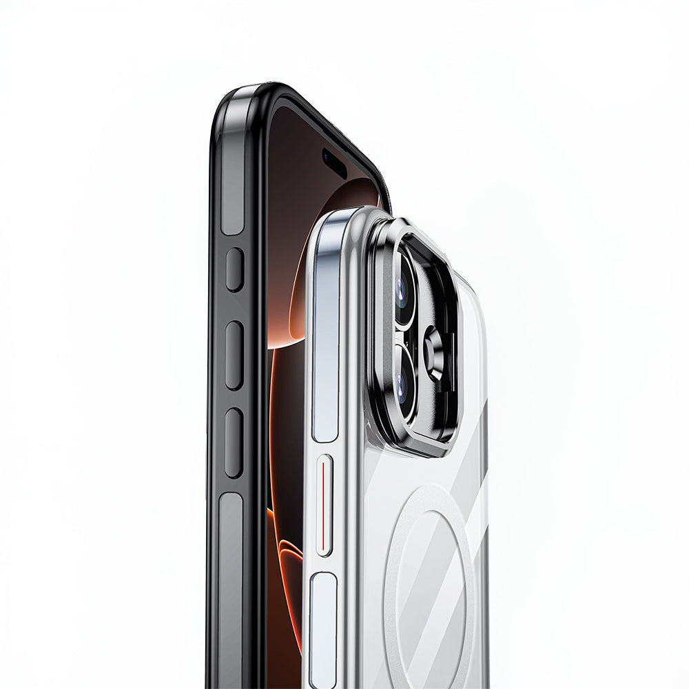 Apple iPhone 17 Kılıf M-safe Şarj Özellikli Wlons Standlı Efsane Kapak Turuncu
