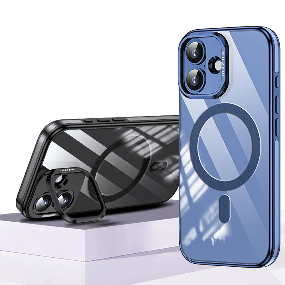 Apple iPhone 17 Kılıf M-safe Şarj Özellikli Wlons Standlı Efsane Kapak Turuncu