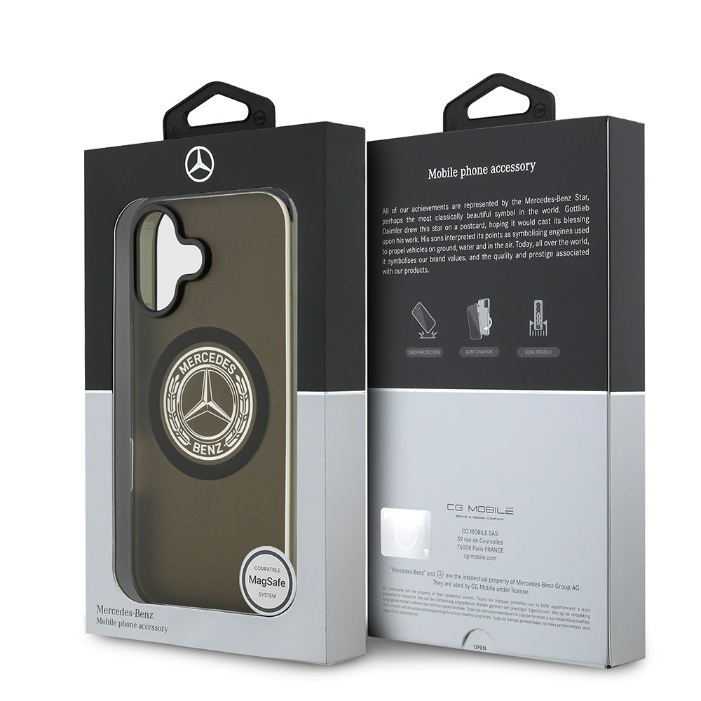 Apple iPhone 17 Kılıf Mercedes Benz Orjinal Lisanslı M-safe Şarj Özellikli Buzlu PC Nostaljik Yıldız Dizayn Kapak Beyaz