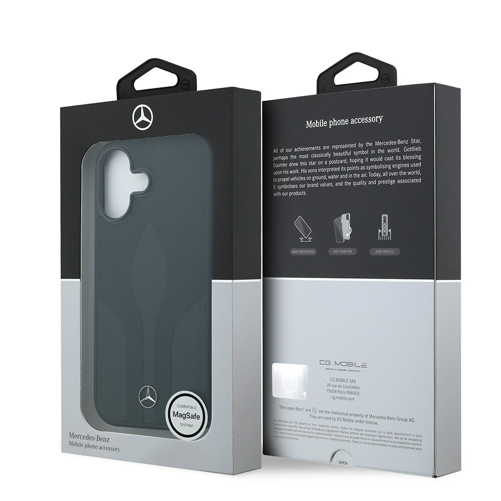 Apple iPhone 17 Kılıf Mercedes Benz Orjinal Lisanslı M-safe Şarj Özellikli Dokulu Desenli Deri Kapak Siyah