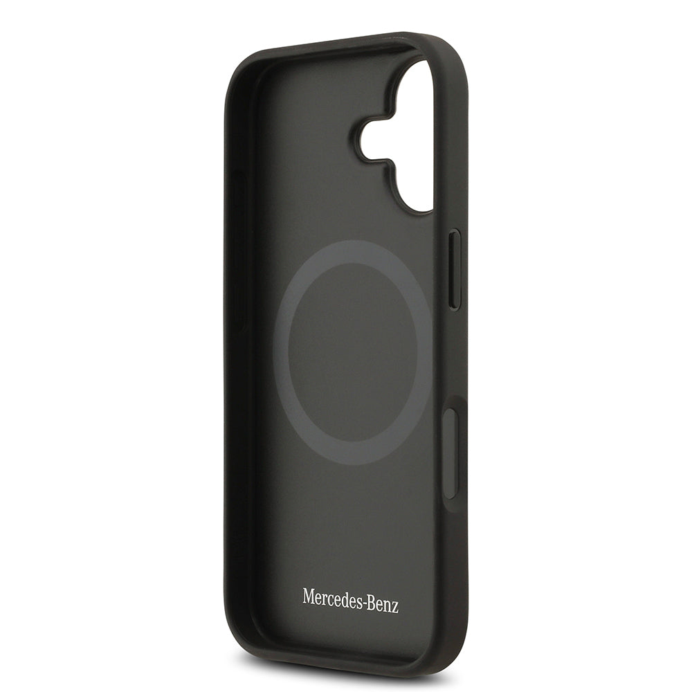 Apple iPhone 17 Kılıf Mercedes Benz Orjinal Lisanslı M-safe Şarj Özellikli Dokulu Desenli Deri Kapak Kahverengi