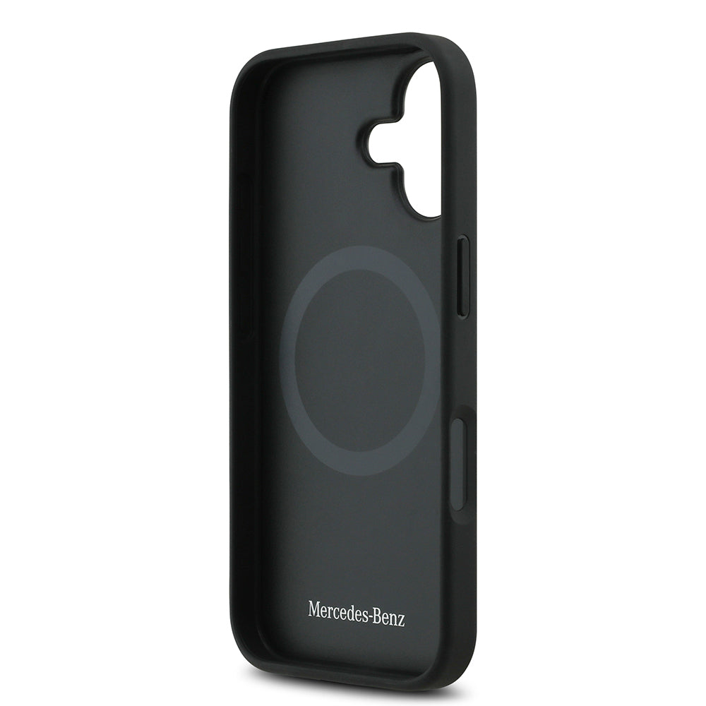 Apple iPhone 17 Kılıf Mercedes Benz Orjinal Lisanslı M-safe Şarj Özellikli Hakiki Deri Nostaljik Yıldız Dizayn Kapak Siyah