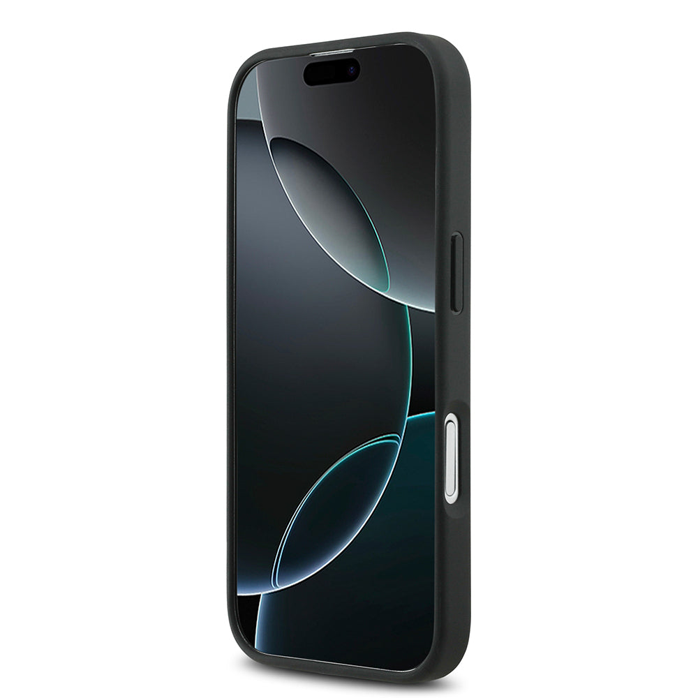 Apple iPhone 17 Kılıf Mercedes Benz Orjinal Lisanslı M-safe Şarj Özellikli Şeritli Yıldız Desenli Metal Logolu Deri Kapak Lacivert