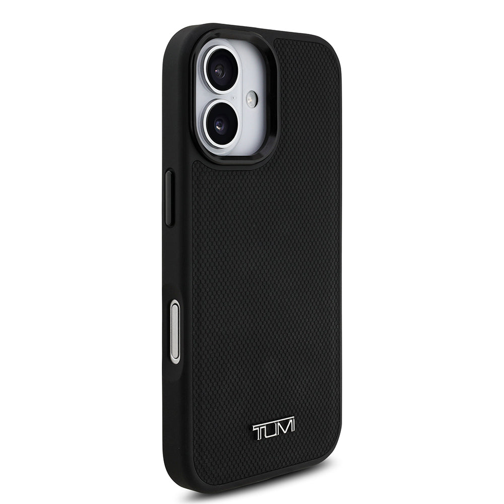 Apple iPhone 17 Kılıf TUMI M-safe Şarj Özellikli Deri Noktalı Dizayn Kapak Siyah