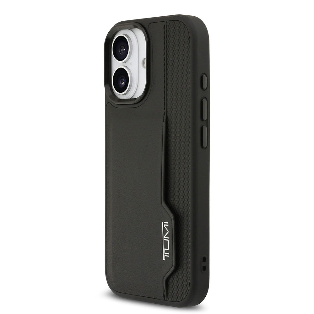 Apple iPhone 17 Kılıf TUMI Orjinal Lisanslı Deri Dikey Kartlıklı Kapak Siyah