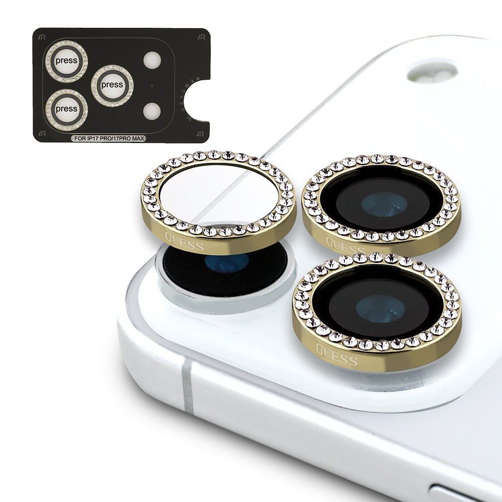 Apple iPhone 17 Pro Guess Orjinal Lisanslı 4G ve Yazı Logolu Kılıf + Ekran Koruyucu + Lens Koruyucu 3in1 Aksesuar Seti Kahverengi