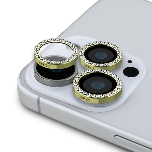 Apple iPhone 17 Pro Guess Orjinal Lisanslı Rhinestone Taşlı Lens Koruyucu