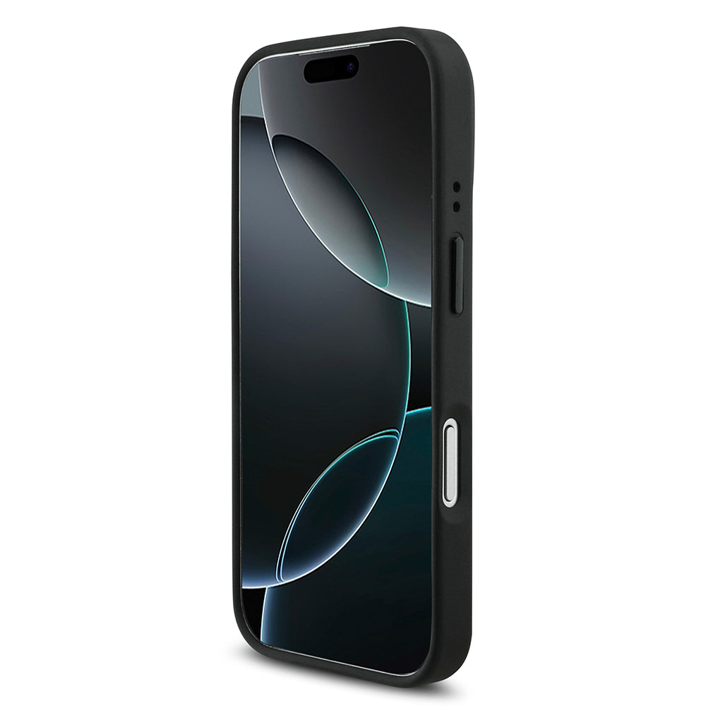 Apple iPhone 17 Pro Kılıf BMW Orjinal Lisanslı M-safe Şarj Özellikli Metal BMW ve M Logolu PU Karbon Tasarımlı Kapak Siyah