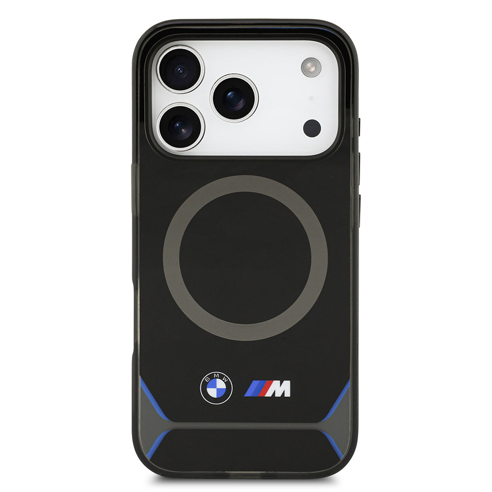 Apple iPhone 17 Pro Kılıf BMW Orjinal Lisanslı M-safe Şarj Özellikli Metal Buton Tasarımlı IML Baskılı M Dizayn Kapak Mavi