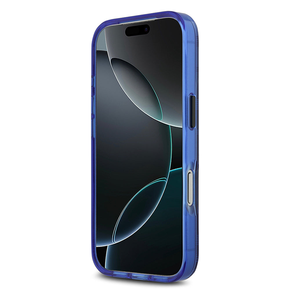 Apple iPhone 17 Pro Kılıf BMW Orjinal Lisanslı M-safe Şarj Özellikli Metal Kamera Butonlu Yatay Şeritli M Dizayn Kapak Mavi