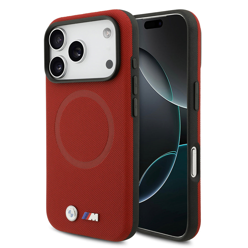 Apple iPhone 17 Pro Kılıf BMW Orjinal Lisanslı M-safe Şarj Özellikli Metal Logolu Delikli M Dizayn Deri Kapak Siyah