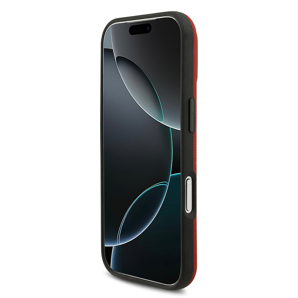 Apple iPhone 17 Pro Kılıf BMW Orjinal Lisanslı M-safe Şarj Özellikli Metal Logolu Delikli M Dizayn Deri Kapak Gri