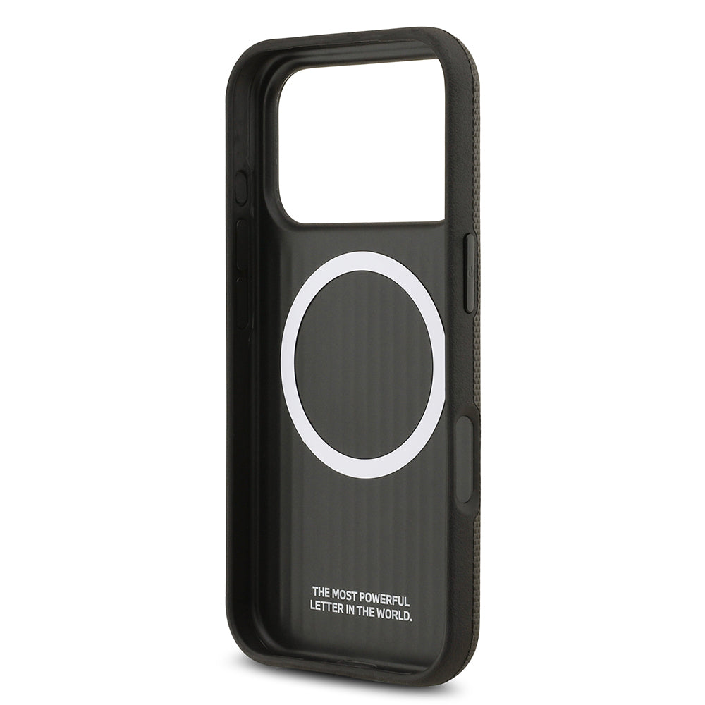 Apple iPhone 17 Pro Kılıf BMW Orjinal Lisanslı M-safe Şarj Özellikli Metal Logolu Delikli M Dizayn Deri Kapak Gri