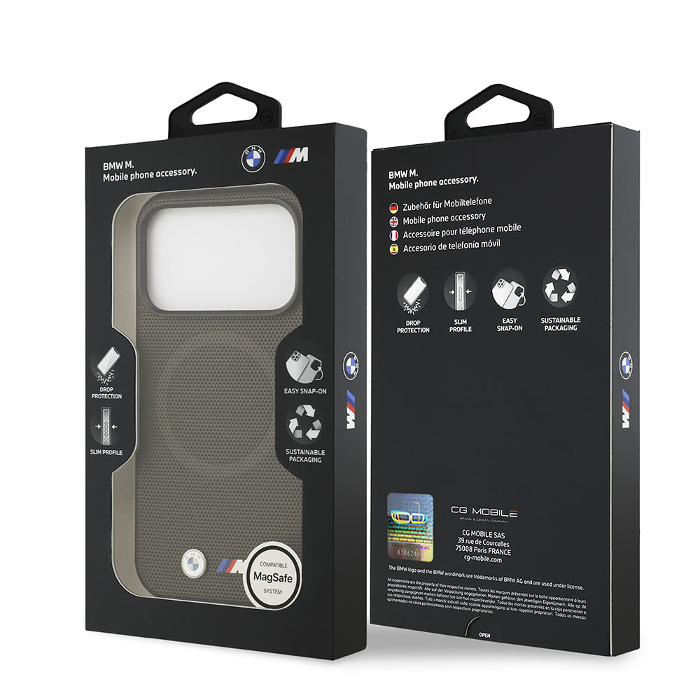 Apple iPhone 17 Pro Kılıf BMW Orjinal Lisanslı M-safe Şarj Özellikli Metal Logolu Delikli M Dizayn Deri Kapak Siyah