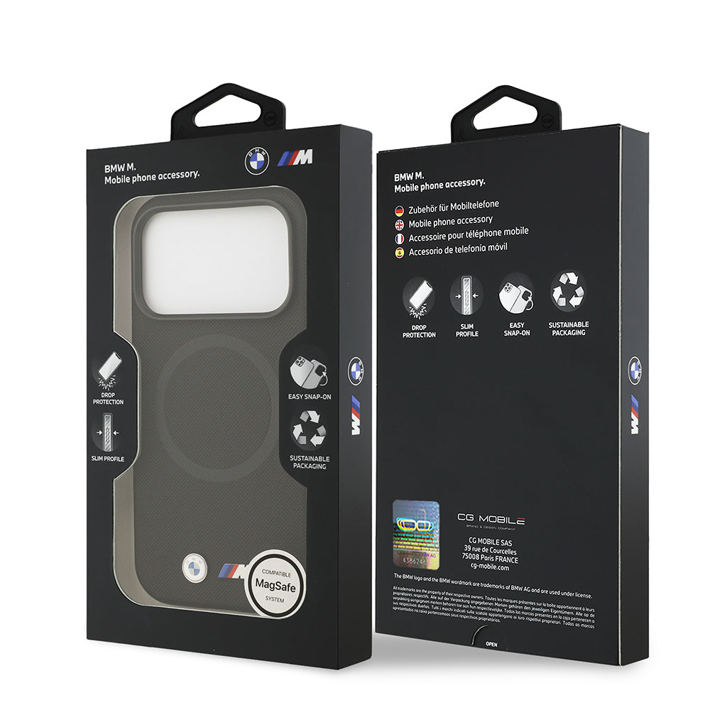 Apple iPhone 17 Pro Kılıf BMW Orjinal Lisanslı M-safe Şarj Özellikli Metal Logolu Delikli M Dizayn Deri Kapak Lacivert