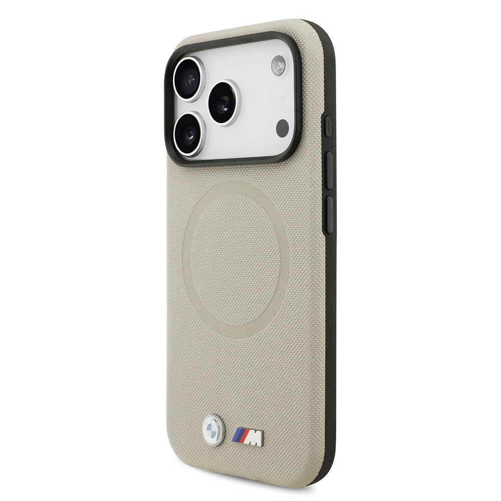 Apple iPhone 17 Pro Kılıf BMW Orjinal Lisanslı M-safe Şarj Özellikli Metal Logolu Delikli M Dizayn Deri Kapak Füme