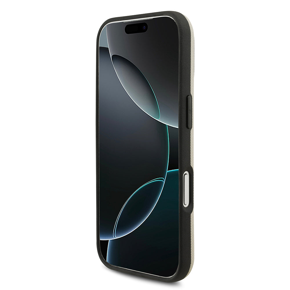 Apple iPhone 17 Pro Kılıf BMW Orjinal Lisanslı M-safe Şarj Özellikli Metal Logolu Delikli M Dizayn Deri Kapak Füme