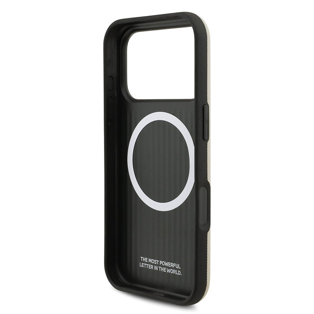 Apple iPhone 17 Pro Kılıf BMW Orjinal Lisanslı M-safe Şarj Özellikli Metal Logolu Delikli M Dizayn Deri Kapak Gri