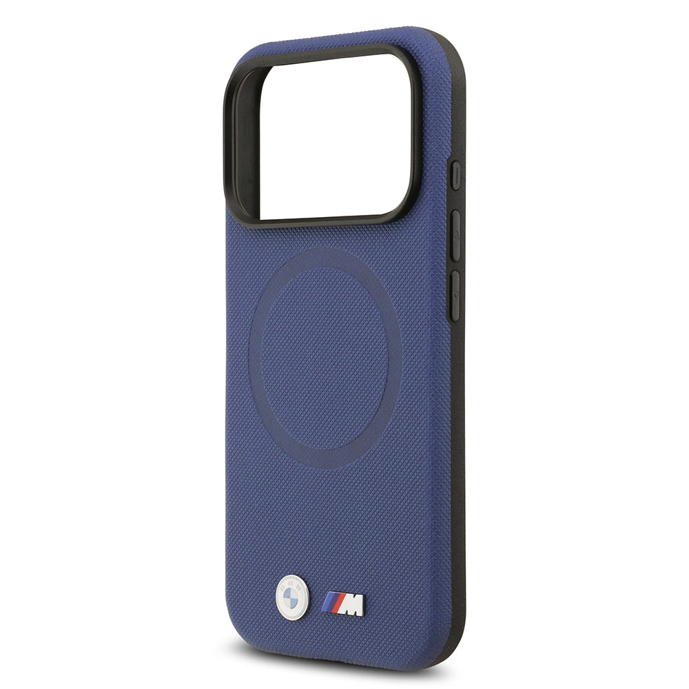 Apple iPhone 17 Pro Kılıf BMW Orjinal Lisanslı M-safe Şarj Özellikli Metal Logolu Delikli M Dizayn Deri Kapak Lacivert