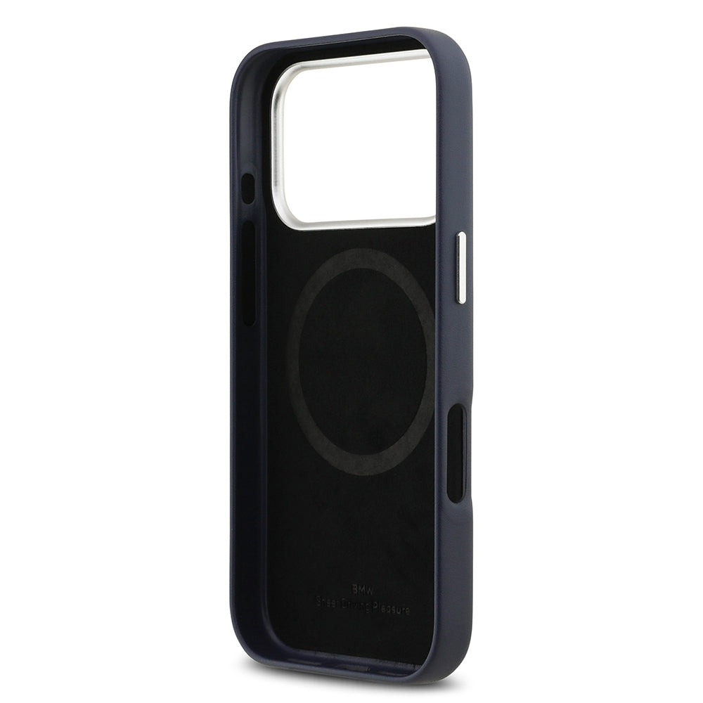 Apple iPhone 17 Pro Kılıf BMW Orjinal Lisanslı M-safe Şarj Özellikli Metal Logolu Tam Kaplama Deri Kapak Kırmızı