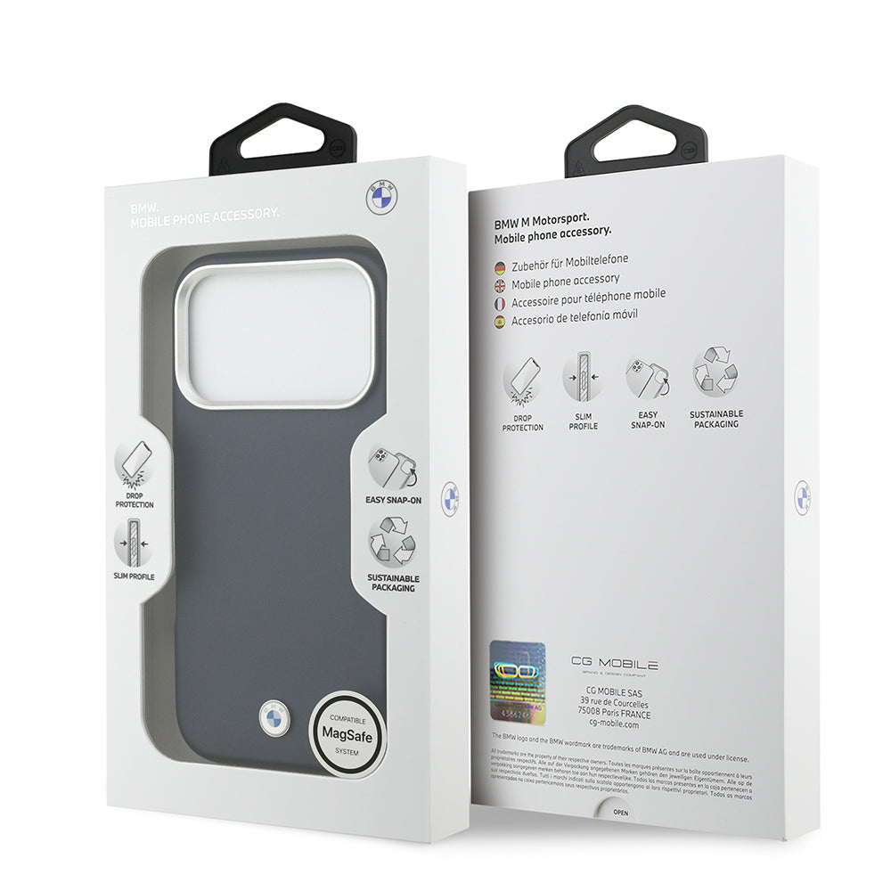 Apple iPhone 17 Pro Kılıf BMW Orjinal Lisanslı M-safe Şarj Özellikli Metal Logolu Tam Kaplama Deri Kapak Siyah